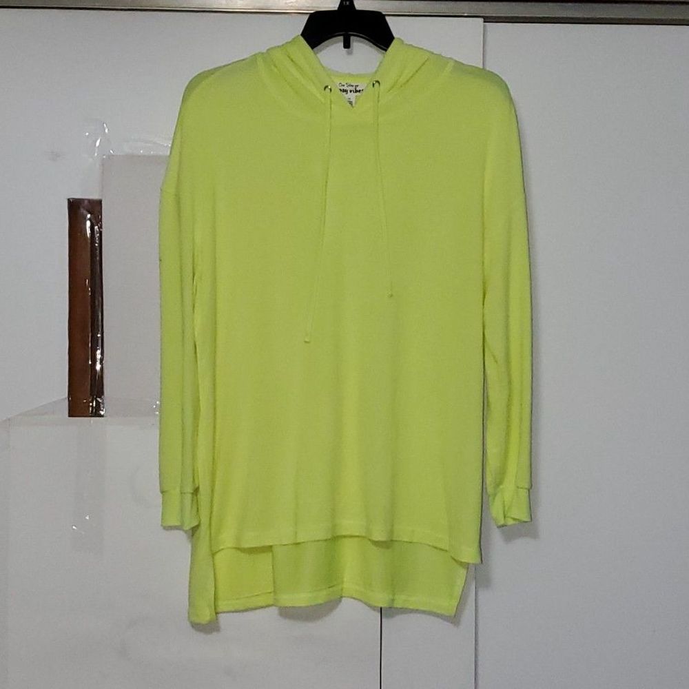 Cozy Vibes Women's/Juniors Plus Pullover Hoodie Neon Yellow Never Worn Size 1X